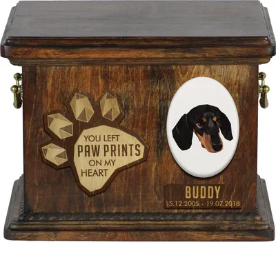 Obrázok produktu pre Jazvečík hladkosrstý - urna na popol psa, personalizovaná urna s rytinou, pamätná krabička na popol psa značky Art-Dog