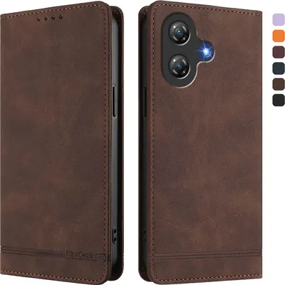 Image de Etui pour Ulefone Note 21, étui rétro en cuirPolyuréthaneavec support et fentes pour cartes de crédit Marron