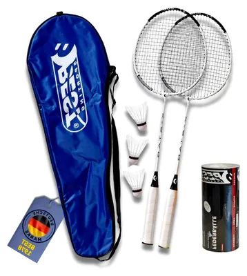 Produktbild von Badminton Set mit 2 leichten Schlägern, Bällen und praktischer Tragetasche – Ideal für den Freizeitsport im Garten, Park oder am Strand