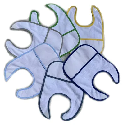 Produktbild von 7-teiliges Blaues Baby-Lätzchen-Set mit Stickmöglichkeiten