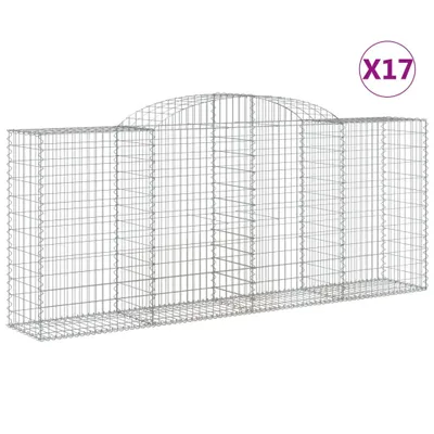 Produktbild von Gabionen mit Hochbogen 17 Stk 300x50x120/140cm Verzinktes Eisen