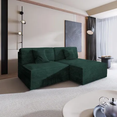 Produktbild von Masseno Ecksofa FIORO mit Schlaffunktion L-Form, Sofa mit Bettkasten, Wohnzimmersofa, Couch, Soffa, Bettsofa, Couchgarnitur- Grün, TILIA 39