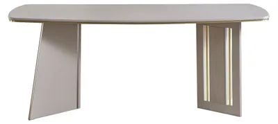 Produktbild von Beiger Esstisch Moderne Holzmöbel Halbovaltisch Designer Esszimmertisch