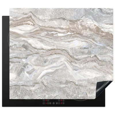 Obrázok produktu pre MuchoWow® Kryt na varnú dosku - Ochrana pred indukciou - 59x52 cm - Vinylová podložka na varnú dosku - Zväčšuje veľkosť pracovnej dosky - Kryt na sklokeramickú varnú dosku - Kuchynská dekorácia - Jeden kus - Mramor - Textúra - Sivá - Protišmyková