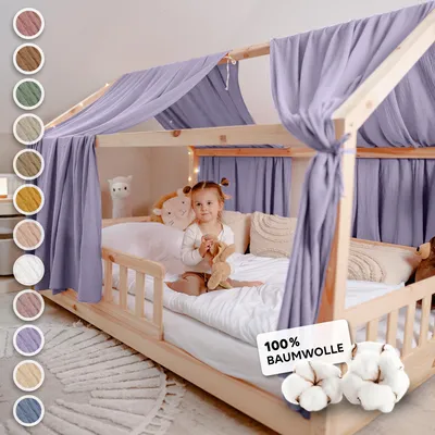 Produktbild von Hausbett Himmel 2er-Set aus 100% Musselin - für Kinderbett