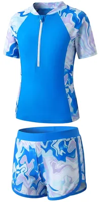 Productafbeelding van Meisjes Badpak Set - Korte Mouwen en Shorts, Roze