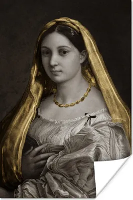 Produktbild von MuchoWow® Poster Die verschleierte Frau - Raffaello Sanzio - Gold 20x30 cm - Papierdruck