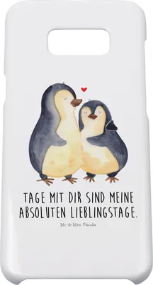 Produktbild von Mr. & Mrs. Panda Samsung Galaxy S8 plus Handyhülle  Pinguin umarmen - Weiß - Geschenk, Hochzeitstag, Liebe, Cover, Hochzeit, Hülle, Handy Case
