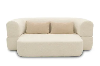 Produktbild von DOMO Collection Sofa Nevada, 2-Sitzer Schlafsofa, ovale Form, mit Kissen, Federkern Polsterung, 2er Couch, 208 x 115 x 78 (BxTxH), creme