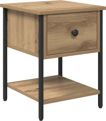 Image de Table de chevet avec tiroir Chêne artisanal 34 x 35,5 x 45 cm