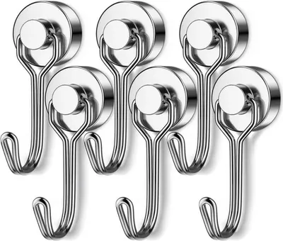 Produktbild von Azomor® Set von 6 starken drehbaren Magnethaken für vielseitige Anwendungen drinnen und draußen