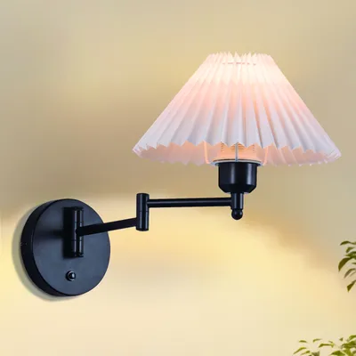 Obrázek produktu pro ZMH nástěnné světlo vnitřní nástěnné svítidlo vintage E27 retro stínidlo nástěnné osvětlení otočné 40W.MAX bílé látkové nástěnné svítidlo nástěnné svítidlo do chodby pro ložnici