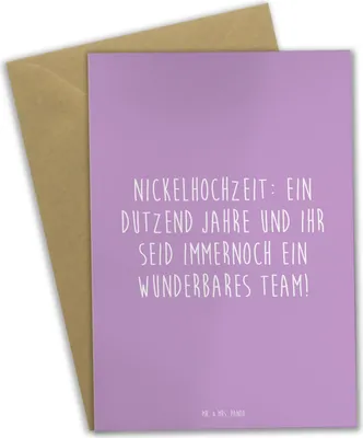 Produktbild von Mr. & Mrs. Panda Grußkarte 12. Hochzeitstag Nickelhochzeit - Lavendeltraum - Geschenk, Grußkarten, osterkarte, weihnachtskarten, einladungskarten, Jubiläum, Heiraten
