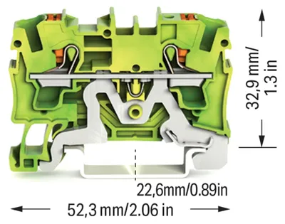 Produktbild von WAGO Schutzleiterklemme 2204-1207 4mm² grün-gelb 50 Stk