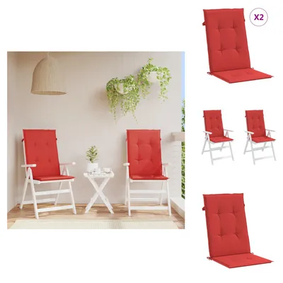 Image de vidaXL Coussin pour chaise de jardin à haut dossier 2 pcs. Rouge 120x50x3 cm Tissu - Coussin d'assise