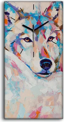 Produktbild von Wandkunst Leinwand Bild Uhr Geräuschlos 30x60 Malerei Tiere Wölfe Kunst - schwarze Hände
