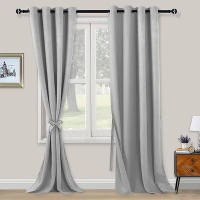 Zdjęcie produktu dla Czarne zasłony zaciemniające, 260 x 140 cm - zestaw 2 sztuk - z przelotkami - idealne do sypialni i salonu - sklep m-
