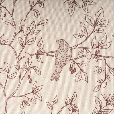 Produktbild von Dekostoff Meterware Halbpanama Branch Bird Song Vögel Blätterzweige natur braun 140cm