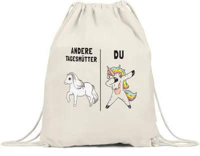 Produktbild von Tagesmutter Turnbeutel Gymsack Kindergarten Abschied Einhorn Lustig Dankeschön & Abschiedsgeschenk Kindergarten Kita