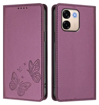 Image de Étui en cuir pour Oppo A6 / Oppo A6X 5G, étui de protection type portefeuille en cuir gaufré motif papillon avec support, violet