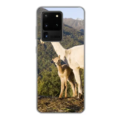Produktbild von MuchoWow® Handyhülle Schutzhülle Hülle für Samsung Galaxy S20 Ultra Alpakas - Berge - Natur Silikon Softcase Handy Hülle - Karteninhaber