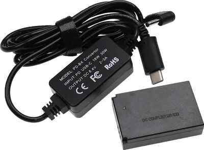 Produktbild von vhbw USB Netzteil kompatibel mit Canon EOS Rebel SL1 Kamera, Digitalkamera + DC Kuppler (Ersatz für DR-E12), 2m