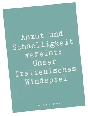 Produktbild von Mr. & Mrs. Panda Ansichtskarte Spruch Italienisches Windspiel - Meeresbrise - Geschenk, intelligente Hunde, Familienhund, Kunstkarten, Postkarte, Grußkarte, Hunderassen