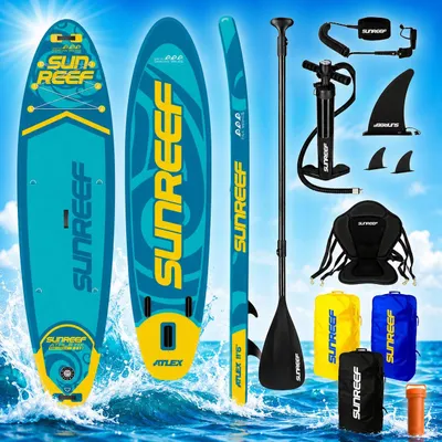 Produktbild von SUNREEF SUP 350cm 200kg Stand UP Paddle Board SITZ SET Surfboard aufblasbar 2in1 Blue Blau