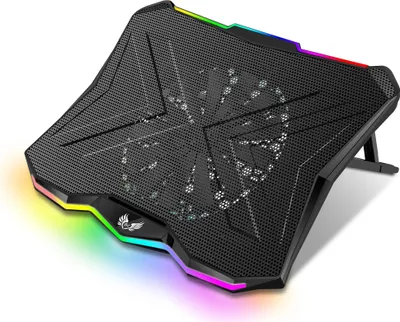 Produktbild von sk games Notebook Kühler Ständer R700, 18cm Lüfter, 9-17 Zoll, Rainbow Beleuchtung, Extrem leise, 2-Port USB-Hub, ABS Metall, 405 x 300 x 26 mm