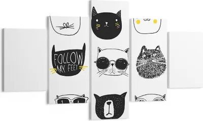 Produktbild von Bild auf Leinwand - Leinwandbild - Katze Haustier Tiere Illustration - 125x70cm - Wand Bild - Wanddeko - Leinwanddruck - Bilder - Kunstdruck - Leinwand bilder - Wandkunst - EA125x70-2847