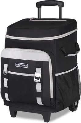 Imagen del producto de Bolsa refrigerante con ruedas, de 50 litros, impermeable, plegable, ideal para la playa y el camping