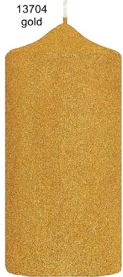 Produktbild von Glamour Glitter Stumpenkerzen gold, 120 x 60 mm, 4er Set