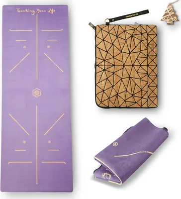 Produktbild von GOLDEN® Yogamatte Reise 1,5mm Naturkautschuk Rutschfest schadstofffrei Faltbare dünne Leicht mit  Kork Tragetasche und PolyurethanTragegurt
