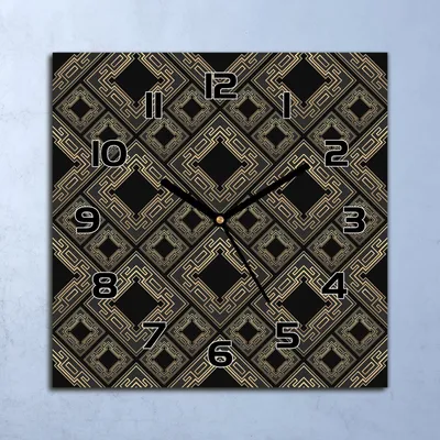 Produktbild von Wanduhr Echt-Glas-Küchenuhr Kachelarbeit Schwarz Quarz 30x30 Deko Bilder