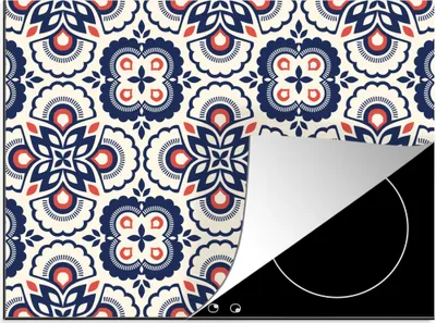 Produktbild von KitchenYeah© Herdabdeckplatte Blumen - Retro - Design , 71x52cm, Küche Deko, Glaskeramikkochfeld Herdabdeckung, Abdeckplatte fùr Kochfeld