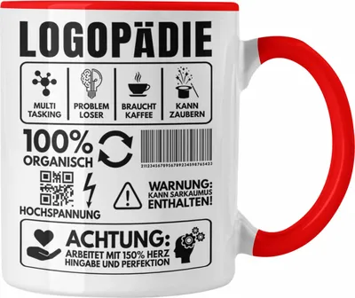 Produktbild von Trendation - Logopädin Spruch Tasse Geschenk Logopädie Logopäde (Rot)