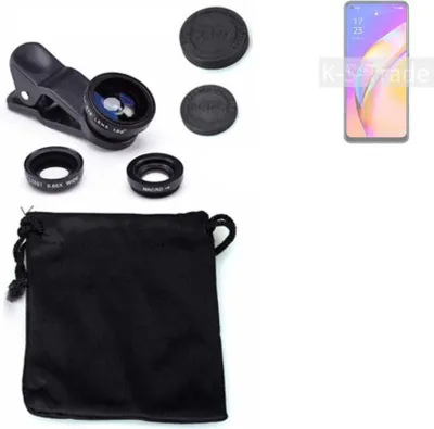 Produktbild von K-S-Trade Smartphone Kamera Linsen Set Kompatibel mit Oppo A94 5G 3in1 Clip-On Kamera Adapter Macro Weitwinkel FishEye Fischauge Objektiv Linse