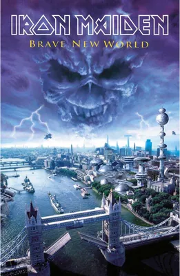 Produktbild von Iron Maiden - Poster "Brave New World", Polyester RO9053 (106 cm x 70 cm) (Blau/Schwarz/Weiß)