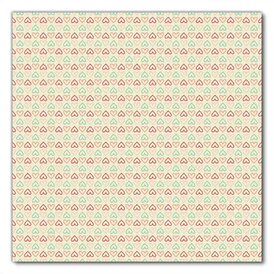 Produktbild von Wallario selbstklebende Möbelfolie/ Tischdecke für Innen und Außen, Größe: 50 x 50 cm - Muster Herzen in rot, gelb und grün, symmetrisch angeordent