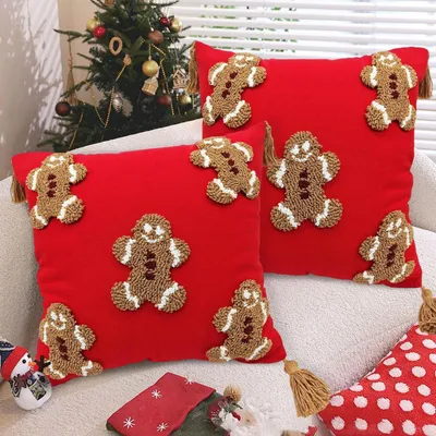Immagine prodotto di Omgoods - Set di 2 federe 45x45 cm, motivo: Babbo Natale