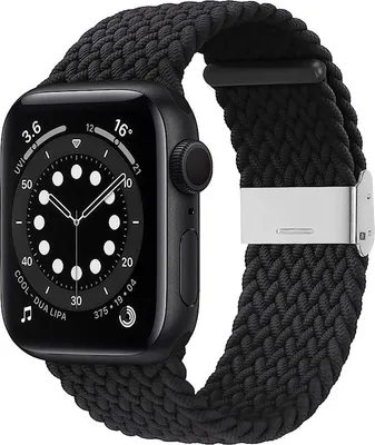 Produktbild von Stravo geflochtenes Nylonarmband – Verstellbar mit Dornschließe – Kompatibel Apple Watch 42/44/45/46/49 mm & SE/Ultra/Séries 1–11 – Schwarz
