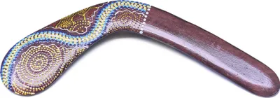 Immagine prodotto di Boomerang aborigeno marrone - Design tradizionale in legno con pittura (40 cm)