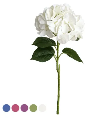 Produktbild von G.blümt Künstliche Hortensien 64 cm lang, Kunstblumen Real Touch wie echt, Weiß 1 Stück