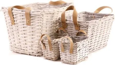 Produktbild von Korb Weide rechteckig 4er Set grau