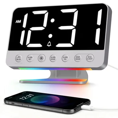 Digitalwecker laut, 110 dB, LED-Display, 9 Min. Schlummer, USB-Ladestation