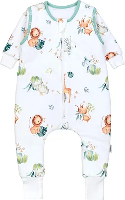 Produktbild von TupTam Baby Schlafsack mit Beinen und Ärmeln  e Materialien, Winterschlafsack 2,5 TOG Unisex, Farbe: Safari (Löwe, Giraffe, Elefant), Größe: 80-86