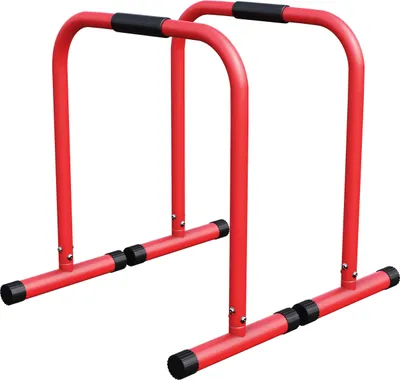 Produktbild von GORILLA SPORTS® Dip Barren - 2er Set, 61 x 38 x 73 cm, bis 200 kg, rutschfest, Rot - Fitness Parallettes, Dip Station, Push Up Stand Bar, Dip Stangen, Dip Ständer, Calisthenics Trainingsgerät