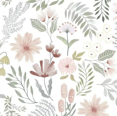 Produktbild von Famanu Selbstklebende Tapete Weiße Blumen - 44 cm x 3 m
