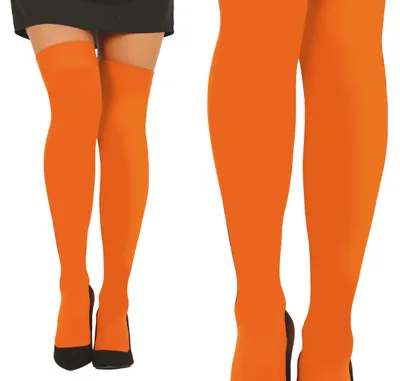 Productafbeelding van Demonische carnavalssokken, rood, kostuumaccessoire, elegante beenmode, voor avontuurlijke looks, feestelijke beenbekleding, carnavalspak, kleur: oranje