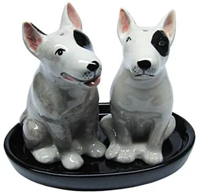 Salz- und Pfefferstreuer Set Bullterrier Keramik 3-teilig